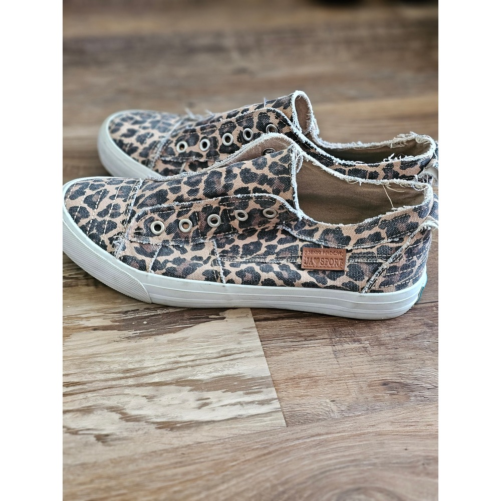Jenn Ardor Sport Womens 10 Leopard Print Canvas Slip On Sneakers Frayed Edge - Picture 3 of 5
